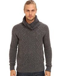 Темно-серый вязаный свитер с отложным воротником