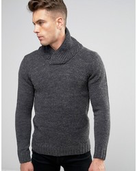 Темно-серый вязаный свитер с отложным воротником от Blend of America