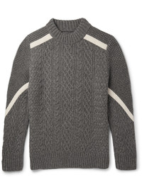 Мужской темно-серый вязаный свитер с узором "в ёлочку" от Sacai