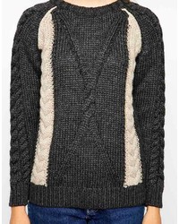 Женский темно-серый вязаный свитер