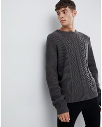Мужской темно-серый вязаный свитер от D-struct