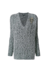 Женский темно-серый вязаный свитер от Ermanno Scervino
