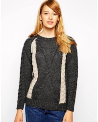 Женский темно-серый вязаный свитер