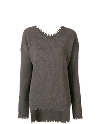 Темно-серый вязаный свободный свитер от Uma Wang