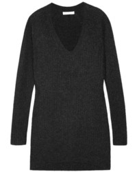 Темно-серый вязаный свободный свитер