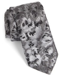 Темно-серый галстук с цветочным принтом