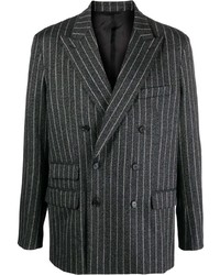 Мужской темно-серый двубортный пиджак в вертикальную полоску от Acne Studios