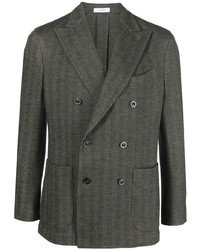 Мужской темно-серый двубортный пиджак в вертикальную полоску от Boglioli