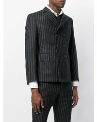 Мужской темно-серый двубортный пиджак в вертикальную полоску от Thom Browne