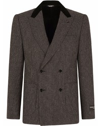 Мужской темно-серый двубортный пиджак в вертикальную полоску от Dolce & Gabbana