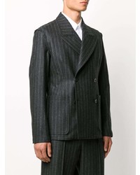 Мужской темно-серый двубортный пиджак в вертикальную полоску от Maison Margiela