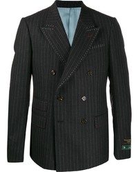 Мужской темно-серый двубортный пиджак в вертикальную полоску от Gucci
