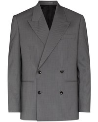 Мужской темно-серый двубортный пиджак в вертикальную полоску от mfpen