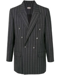 Мужской темно-серый двубортный пиджак в вертикальную полоску от Necessity Sense