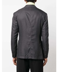 Мужской темно-серый двубортный пиджак в вертикальную полоску от Lardini