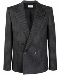 Мужской темно-серый двубортный пиджак в вертикальную полоску от Saint Laurent