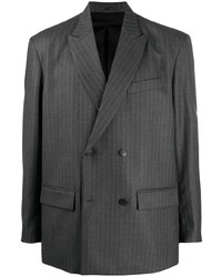 Мужской темно-серый двубортный пиджак в вертикальную полоску от Valentino