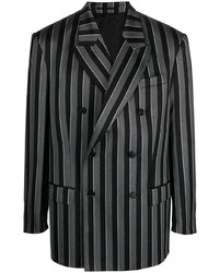 Мужской темно-серый двубортный пиджак в вертикальную полоску от Versace
