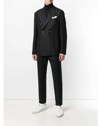 Мужской темно-серый двубортный пиджак в клетку от Boglioli