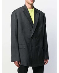 Мужской темно-серый двубортный пиджак в клетку от Balenciaga