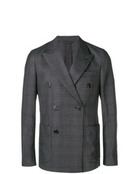 Мужской темно-серый двубортный пиджак в клетку от Prada