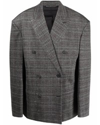 Мужской темно-серый двубортный пиджак в шотландскую клетку от Balenciaga