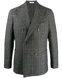 Мужской темно-серый двубортный пиджак в шотландскую клетку от Boglioli
