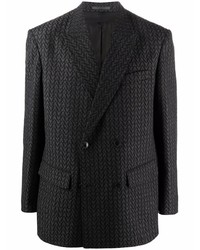 Мужской темно-серый двубортный пиджак с принтом от Valentino