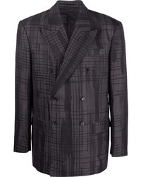 Мужской темно-серый двубортный пиджак с принтом от Versace