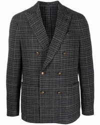 Мужской темно-серый двубортный пиджак с узором "гусиные лапки" от Lardini