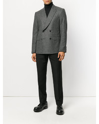 Мужской темно-серый двубортный пиджак от Alexander McQueen