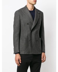 Мужской темно-серый двубортный пиджак от Lardini