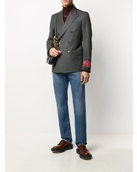 Мужской темно-серый двубортный пиджак от Gucci
