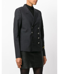 Женский темно-серый двубортный пиджак от Saint Laurent