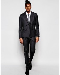 Мужской темно-серый двубортный пиджак