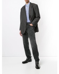 Мужской темно-серый двубортный пиджак от Martine Rose