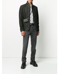 Мужской темно-серый замшевый пиджак от AllSaints