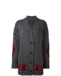 Темно-серый кардиган с ромбами