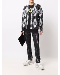 Мужской темно-серый кардиган с ромбами от Moschino