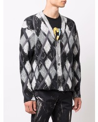 Мужской темно-серый кардиган с ромбами от Moschino