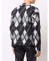 Мужской темно-серый кардиган с ромбами от Moschino