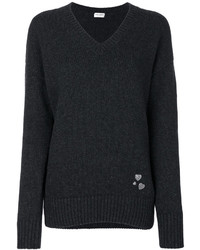 Женский темно-серый кашемировый вязаный свитер от Saint Laurent