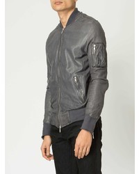 Мужской темно-серый кожаный бомбер от Giorgio Brato