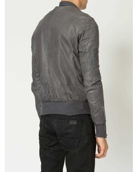 Мужской темно-серый кожаный бомбер от Giorgio Brato