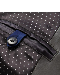 Мужской темно-серый кожаный бомбер от Paul Smith