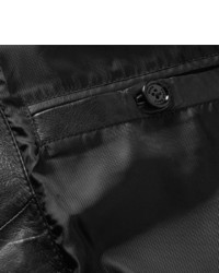 Мужской темно-серый кожаный бомбер от Hugo Boss