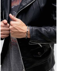 Мужской темно-серый кожаный браслет от Simon Carter