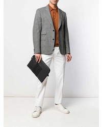 Мужской темно-серый кожаный мужской клатч от Bally