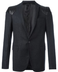 Темно-серый кожаный пиджак