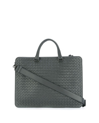 Темно-серый кожаный портфель от Bottega Veneta